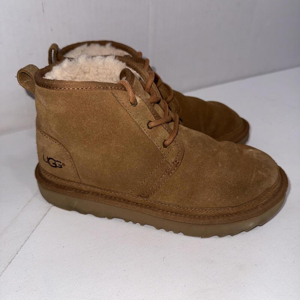 UGG Kids‎ Neumel II Suede Wool Lined Lace Up Chestnut Ankle Boots Size 4